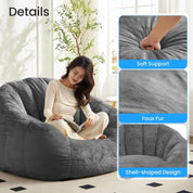 Giant Bean Bag Chair, Faux Fur Bean Bags Couch for Adults and Kids, Large Upholstered Been Bag Sofa Chairs with Filler