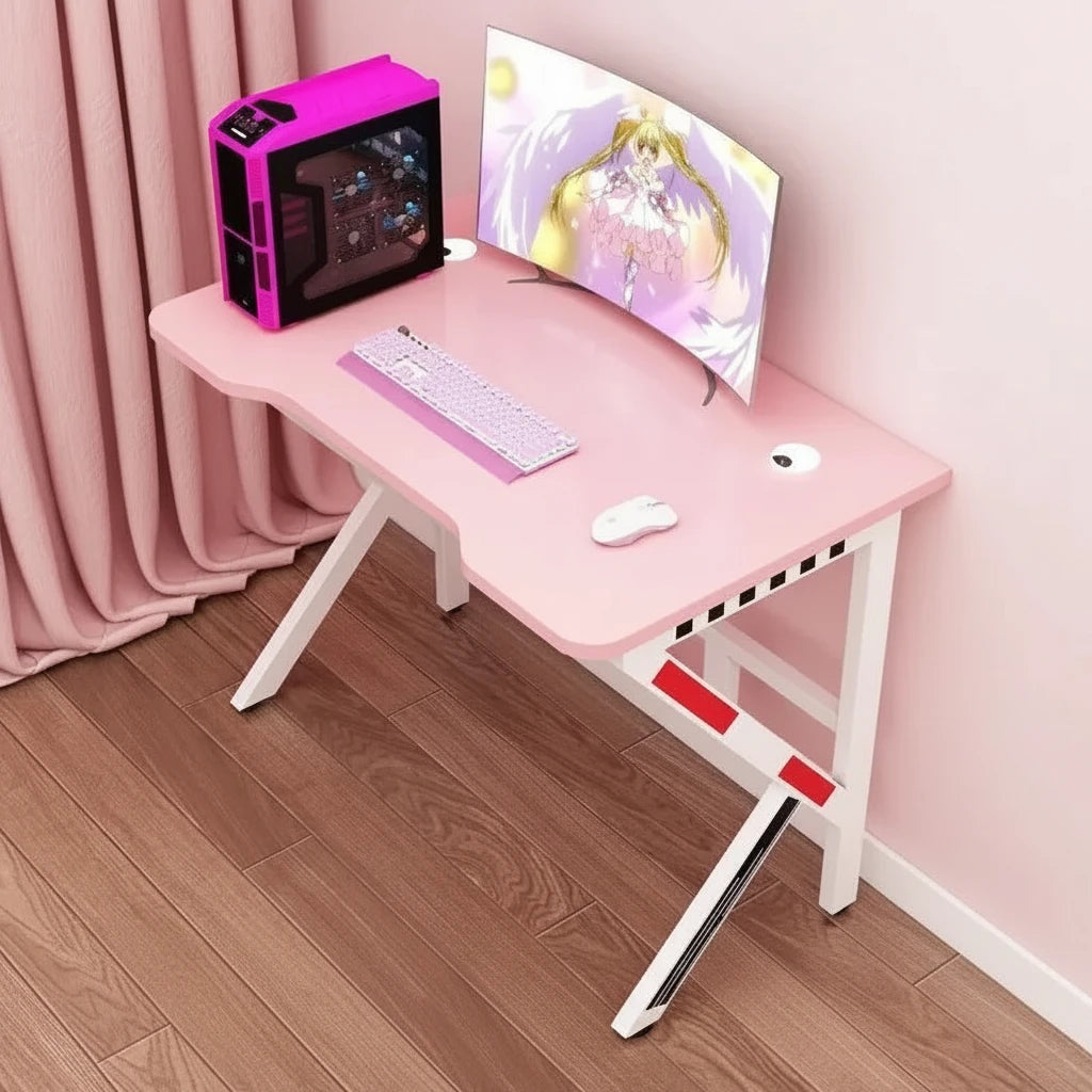 FurnishSpot™ SpaceSmart™ Pink Gaming Desk – Girls Study Desk Laptop Computer Table