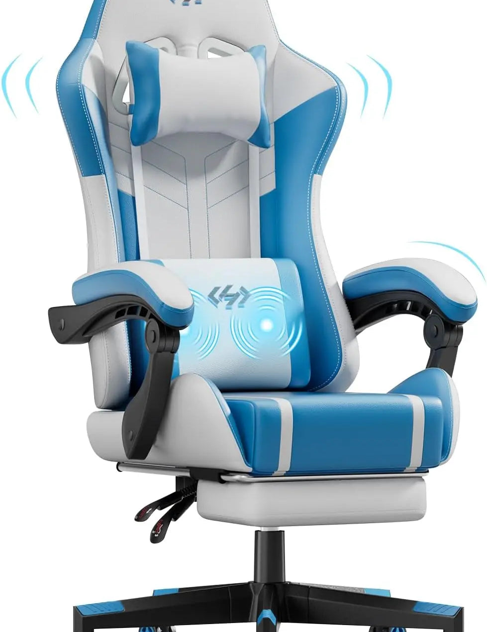 Ergonomic PU Leather Gaming Chair with 360° Swivel & Lumbar Massage