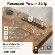 FurnishSpot® Modern L-Shaped Computer Desk with Built-In Power Outlet & Storage
