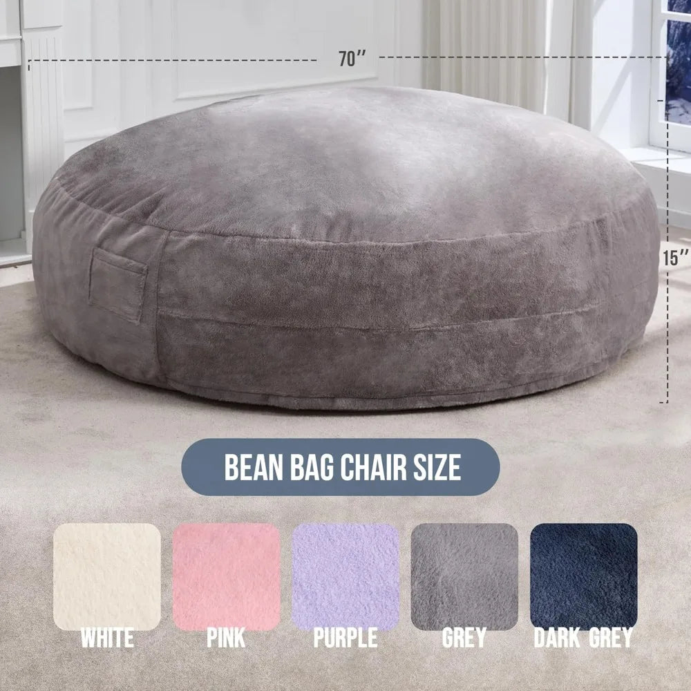 6ft Bean Bag Chairs for Adults Large Beanbag Chair with Plush Faux Fur Cover Big Bean Bag Chair for Living Room Bedroo