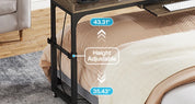 Height Adjustable Overbed Table with Wheels for Queen Size Bed