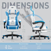 Ergonomic PU Leather Gaming Chair with 360° Swivel & Lumbar Massage