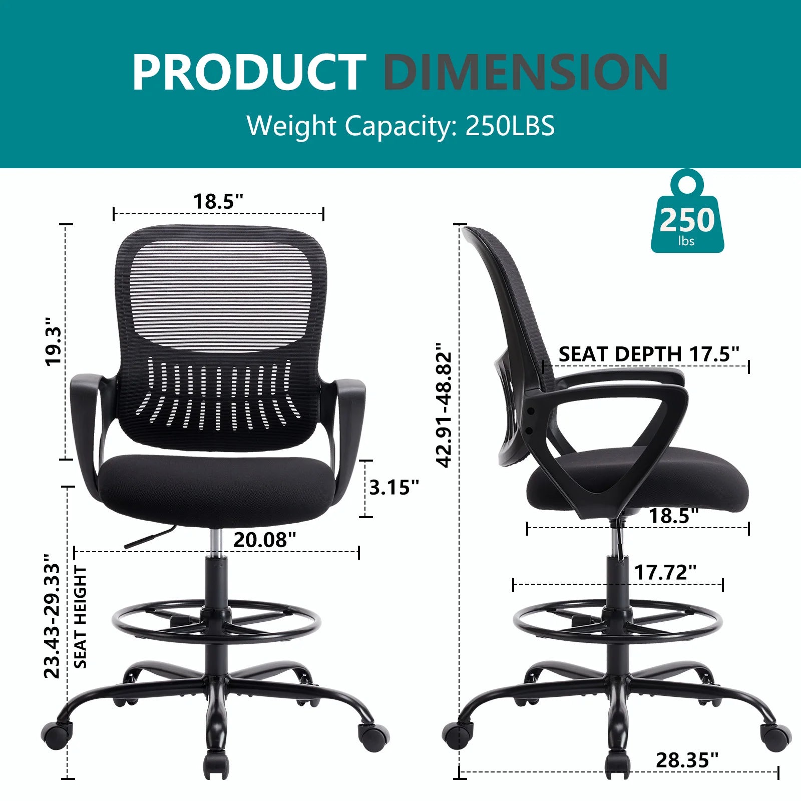 Ergonomic Mesh Backrest Office Desk Chair with Adjustable Height