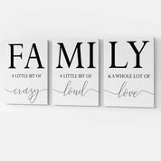 Family Wall Decor,Dining Room Kitchen Decor Set of 3 Inspirational Canvas Prints Black and White Framed Canvas Art Painting Wood