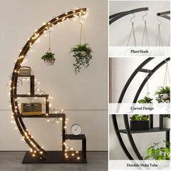 5 Tier Flower Plant Stand Indoor, 2 Pack Half Moon Plant Shelf Metal hanging Plant Rack for Home Patio Lawn Garden Balcony