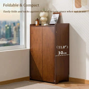 Foldable Bamboo Computer Desk with Storage Shelf