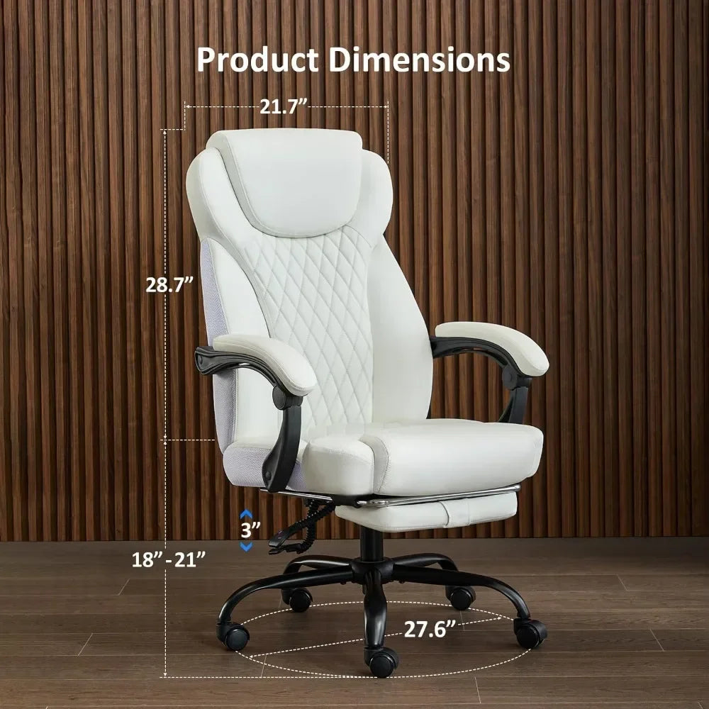 Ergonomic Big and Tall High Back Leather Office Chair with Lumbar Support and Footrest
