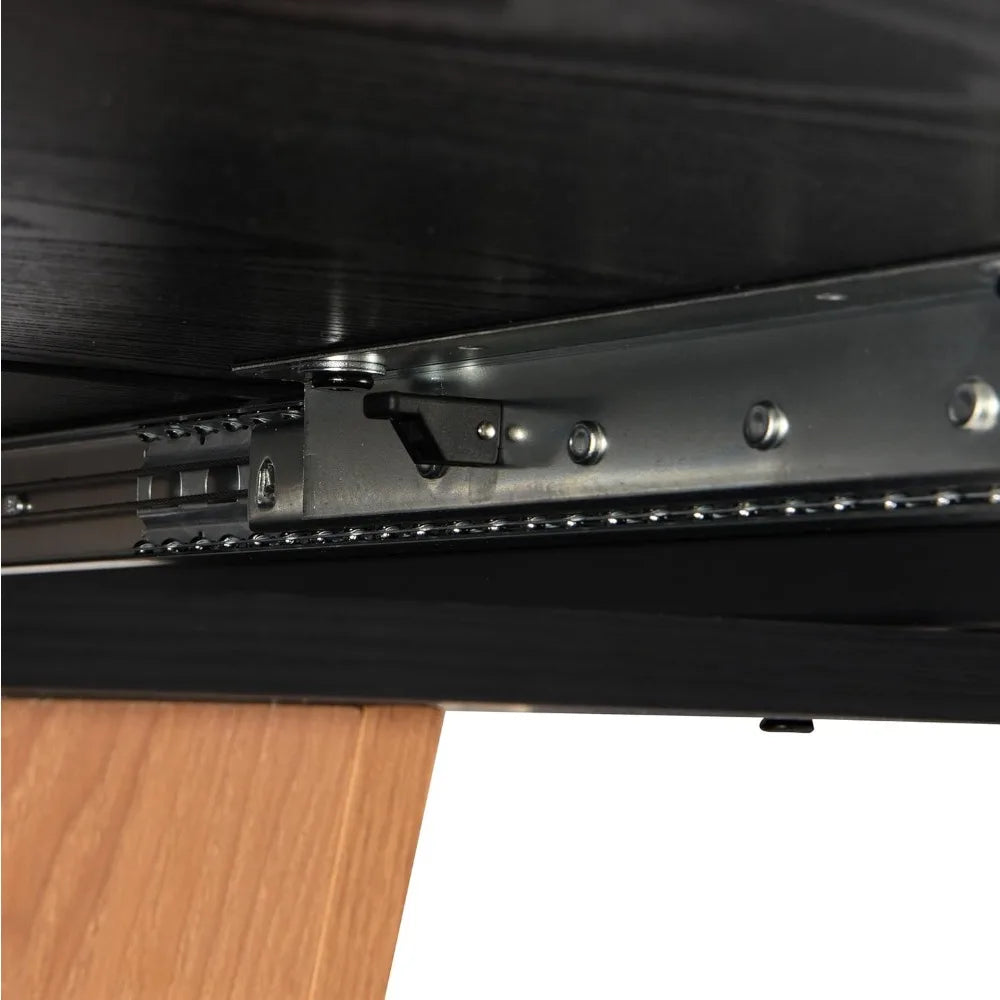 Extendable Dining Room Table for 4-6, Modern 61.81" (46.46") Wooden Geometric Rectangular Expandable Conference Kitchen Table wi