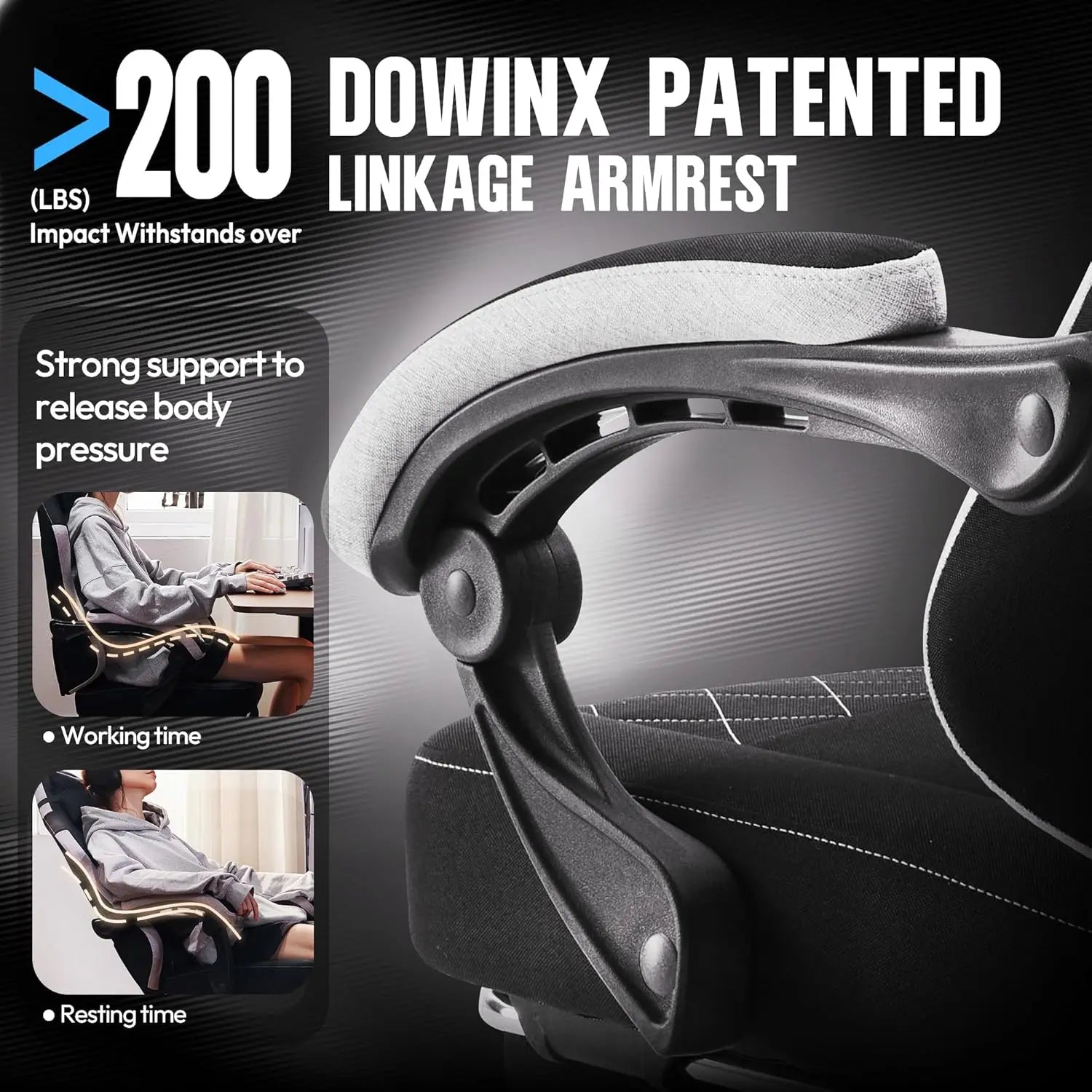Dowinx Gaming Chair Fabric with Pocket Spring Cushion, High Back Ergonomic Computer Chair with Footrest for Adults
