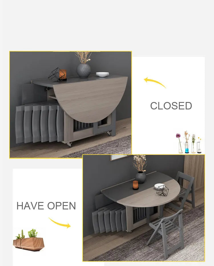 Fashion folding dining table furniture yemek masasi multifunctional round  dining table with 4 chairs