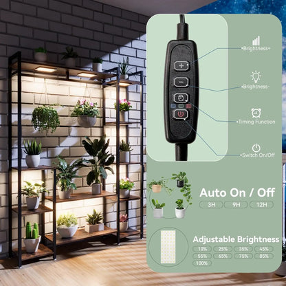 Indoor 11 Tiered Wood Plant Stand with Grow Lights