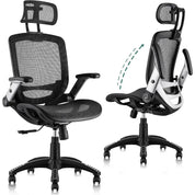 Ergonomic Office Chair with Headrest, Flip-Up Arms, 90-120° Tilt Lock and Wide Cushion