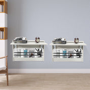 FurnishSpot Wall-Mounted Folding Table | Space-Saving Fold-Down Desk with Shelf