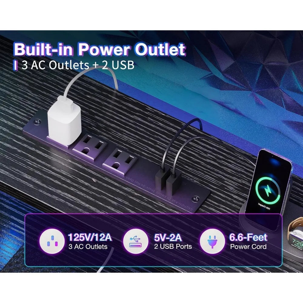 SpaceSmart Modern L-Shaped Computer Desk – Metal Frame Rectangular Corner Workstation for Home Office & Gaming