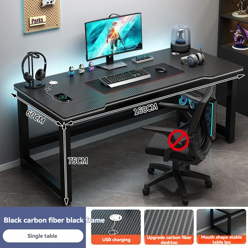 Computer desk, minimalist home gaming desk, small-sized carbon fiber patterned office desk, student study desk, bedroom desk