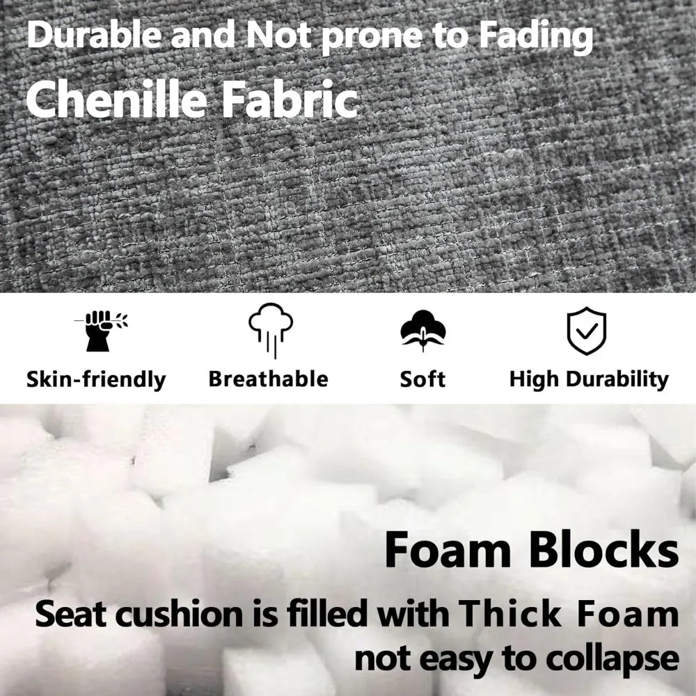 Giant Bean Bag Couch Chairs for Adults, Oversized Lazy Sofa with Memory Foam Filling and 3 Pillows, Soft Chenille Bean Bag Couch