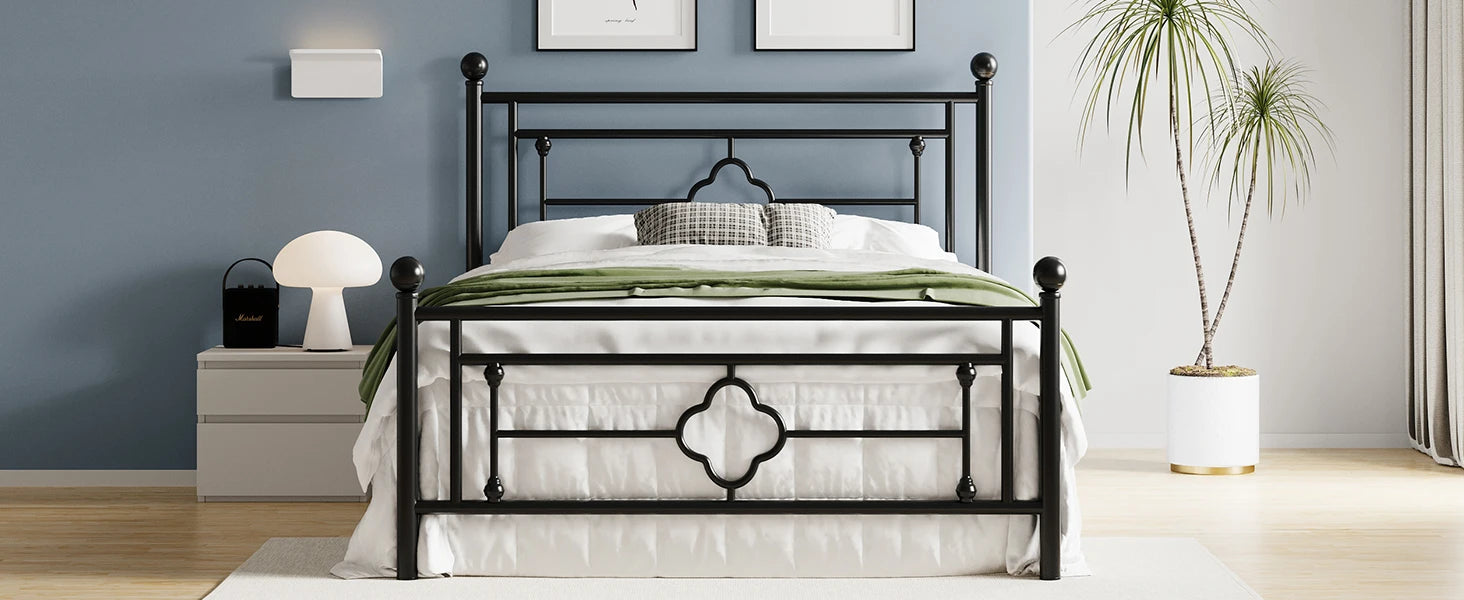 Vintage Victorian Style Metal Platform Bed Frame