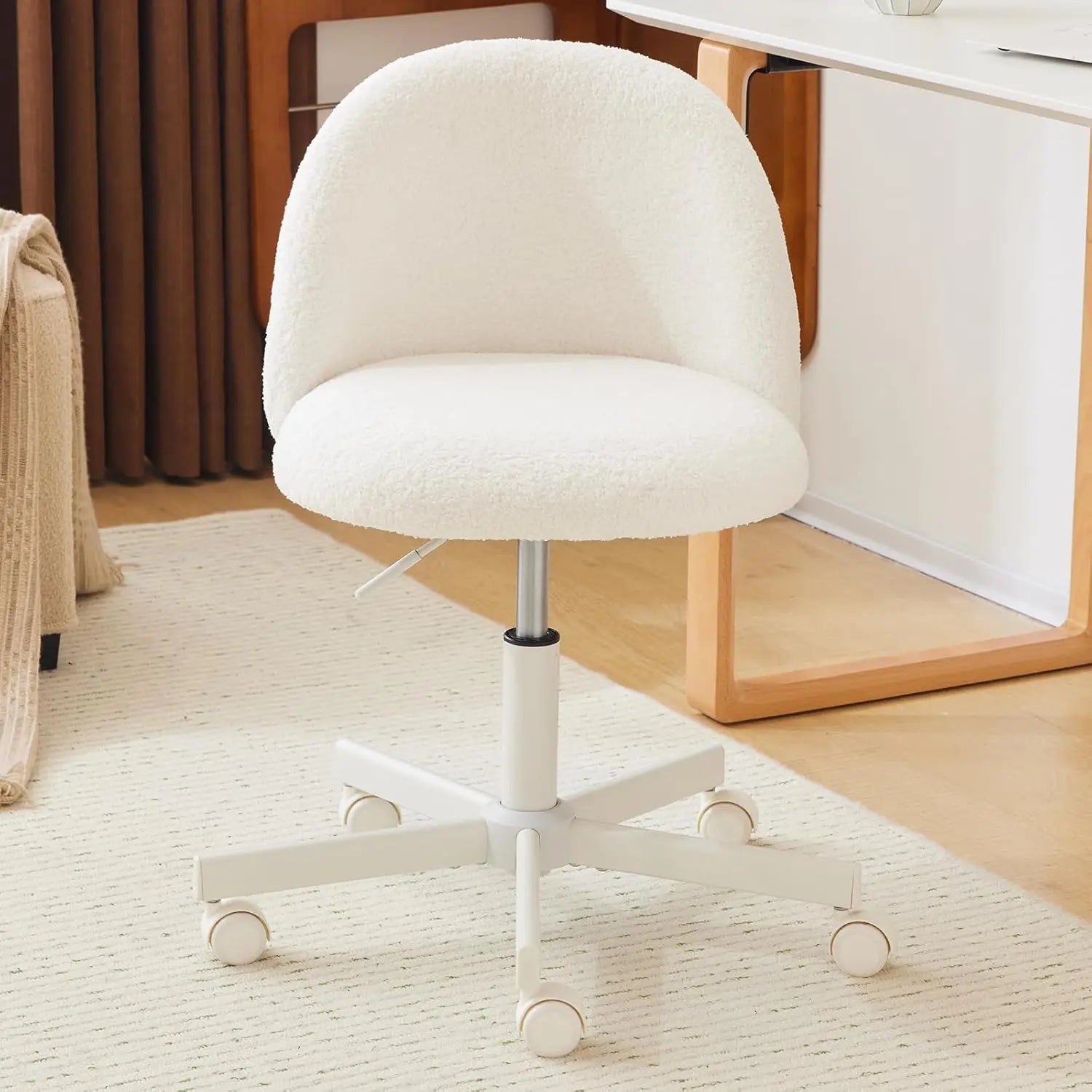 Cute Armless Desk Chair with Lumbar Support & Wheels