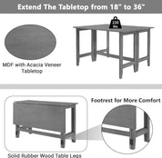 Farmhouse Drop Leaf Folding Dining Table, Space Saving Flip Top Dining Kitchen Table for 4, Solid Wood Extendable Dining Room