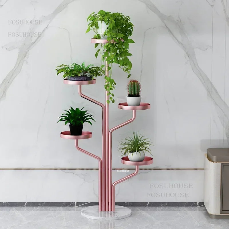 Eisen Indoor Balkon Blumenregale Wohnmöbel Bodentyp Blumentopf Ständer Wohnzimmer Mehrschichtiges Pflanzenregal S