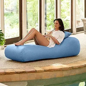 Arlo Outdoor Bean Bag Sun Lounger - Pool and Patio Chaise Recliner, Navy Blue