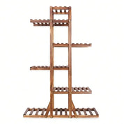 52" Tall Multi Potted Carbonized Wood Plant Stand Home Flower Display Rack Shelf