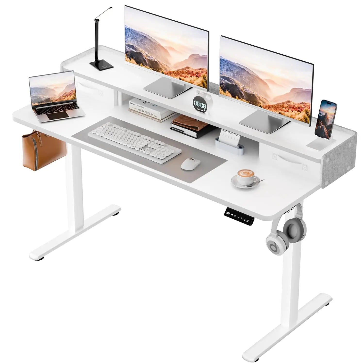 SmartHealth™ Electric Standing Desk with 2 Drawers – Adjustable Height Computer Desk with Storage