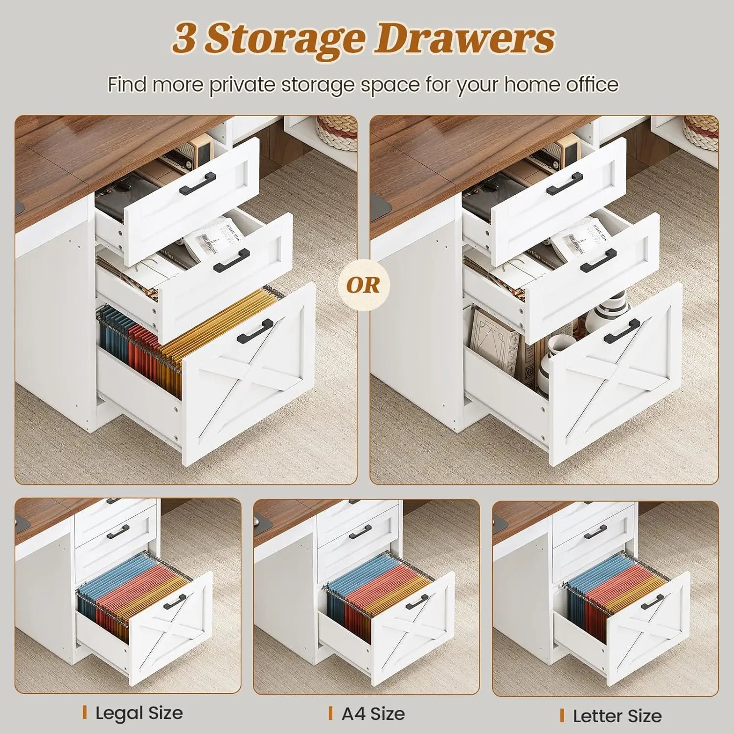 FurnishSpot™ SpaceSmart™ 96.5" Double Computer Desk with Drawers – 2 Person Gaming & Home Office Desk