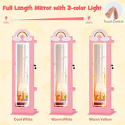 Rainbow Standing Jewelry Armoire with LED Lights, Full-Length Mirror & Makeup Mirror
