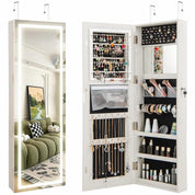 LED Jewelry Armoire with Adjustable Lighted Full-Length Mirror | Wall Mounted or Over Door