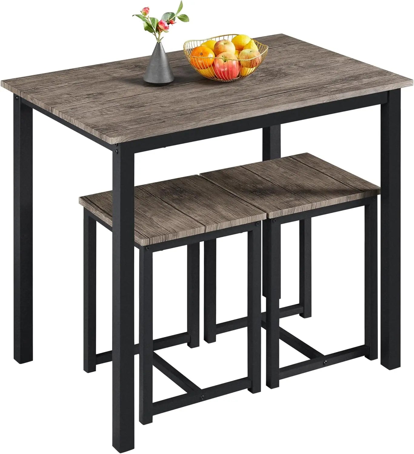Dining Table Set - Kitchen Table & Chair Sets for 2 - Compact Table W/ 2 Stools & Space Saving Design for Dining Room