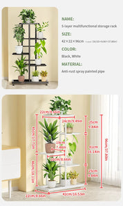 Plant Shelves Iron Potted Flower Plant Stand Rack Multiple Flower Pot Holder Shelf Indoor Outdoor Planter Display Organizer
