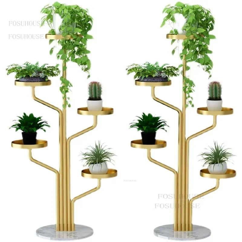 Eisen Indoor Balkon Blumenregale Wohnmöbel Bodentyp Blumentopf Ständer Wohnzimmer Mehrschichtiges Pflanzenregal S