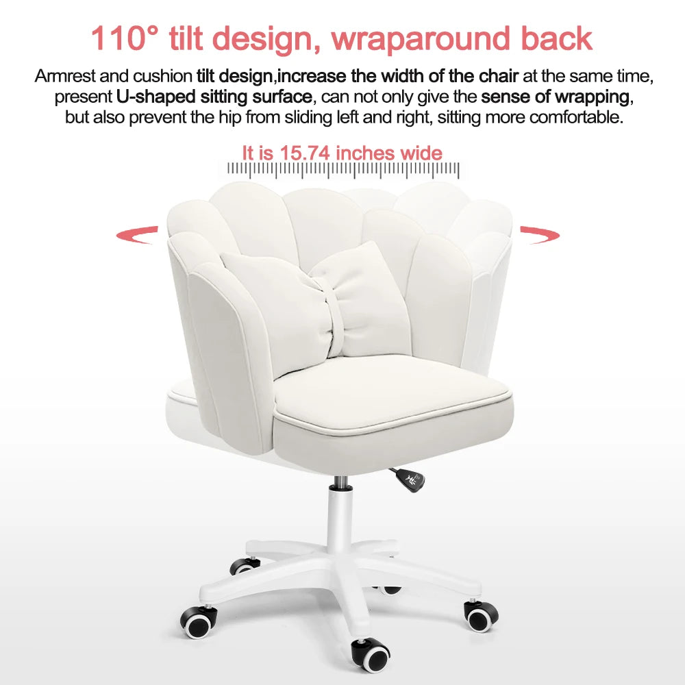 Cute Petal Desk Velvet Butterfly Chairs with Bow Cushion