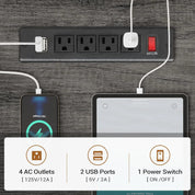 Corner Computer Desk, Reversible U Shaped Office Desk with 3 Fabric Drawers and Power Outlet, Corner Gaming Desk with LED Lights