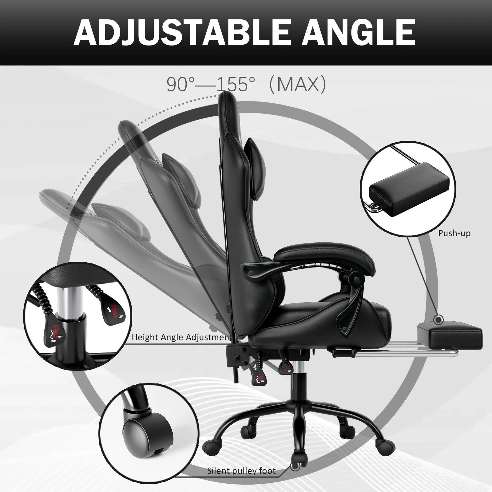 Ergonomic Racing Style Gaming Chair with Footrest