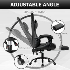 Ergonomic Racing Style Gaming Chair with Footrest