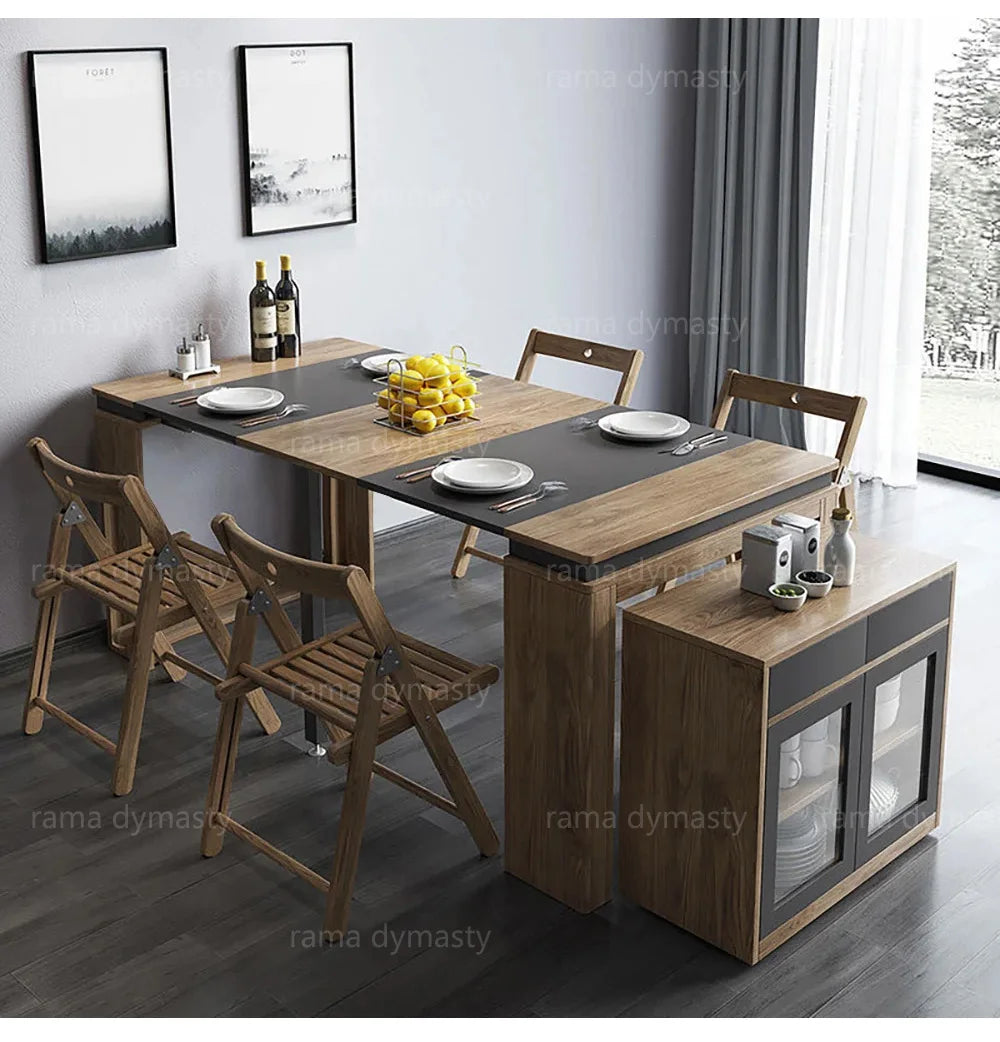 Modern Extendable Dining Table Rectangle Sideboard With Storage