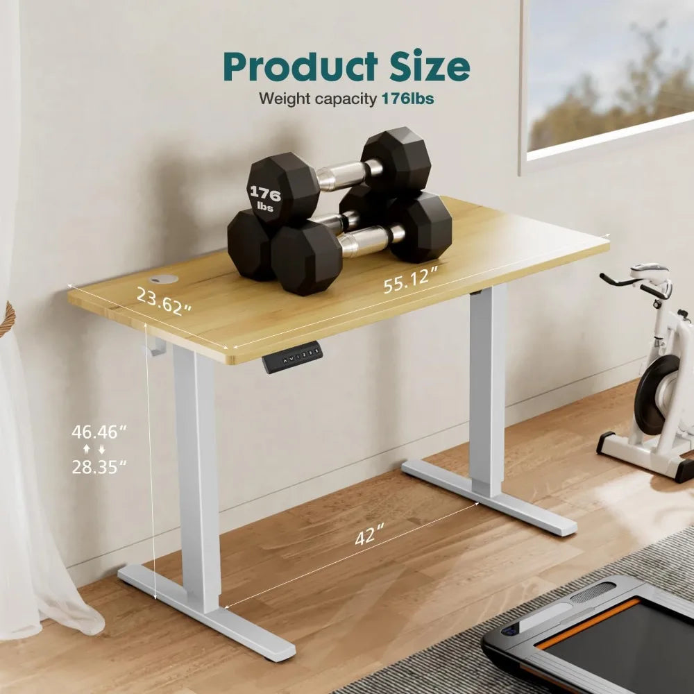 Standing Desk, Adjustable Height Electric Sit Stand Up Down Computer Table, 55x24 Inch Ergonomic Rising Modern Lift Motorized Ga
