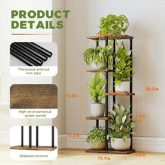 2025 Bamworld Corner Plant Stand Indoor 5 Tier Metal Plant Shelf Brown Plant Stands