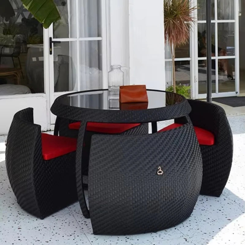 Restaurant Outdoor Wicker Dining Chair Table Set Garden Patio Set Outdoor Furniture Rattan