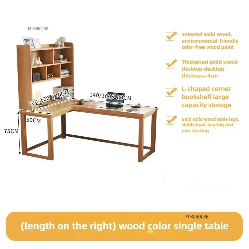 European Solid Wood Corner Computer Desks Home Desktop Computer Table L-shaped Long Writing Desks Double E-sports Gaming Table D