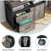 L Shaped Executive Computer Desk and lateral File Cabinet