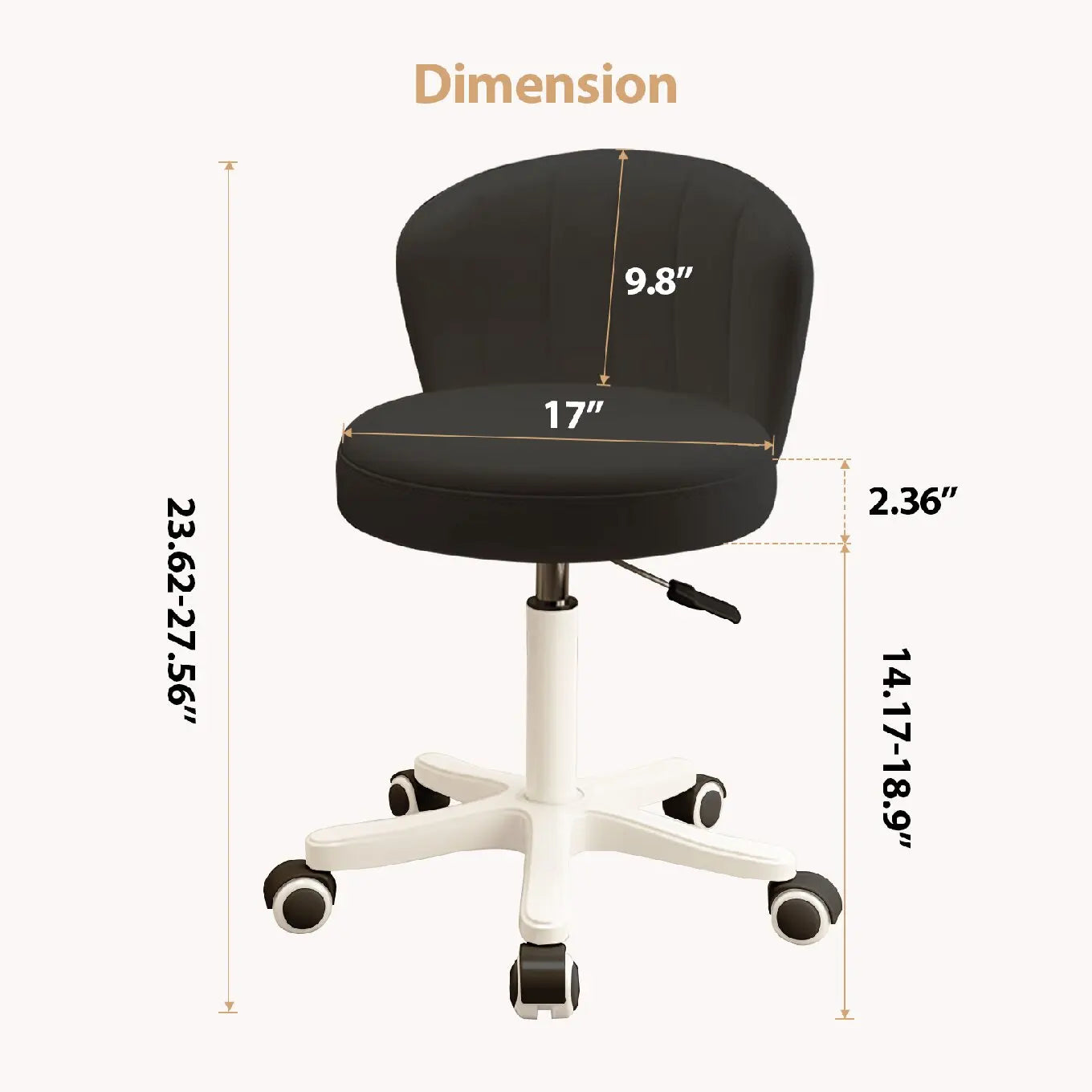 Small Round Rolling Armless Comfy Office Chair