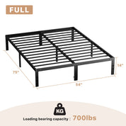 JHK Heavy-Duty Metal Bed Frame – Sturdy Steel Platform Bed with Center Support, 14-Inch Under-Bed Storage, Modern Design, Easy Assembly, Fits Standard Mattress