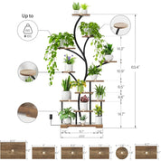 63 Inch 11-Tier Metal Plant Stand with LED Grow Lights, Tall Indoor Plant Shelf & Corner Flower Display Rack for 15-18 Pots of