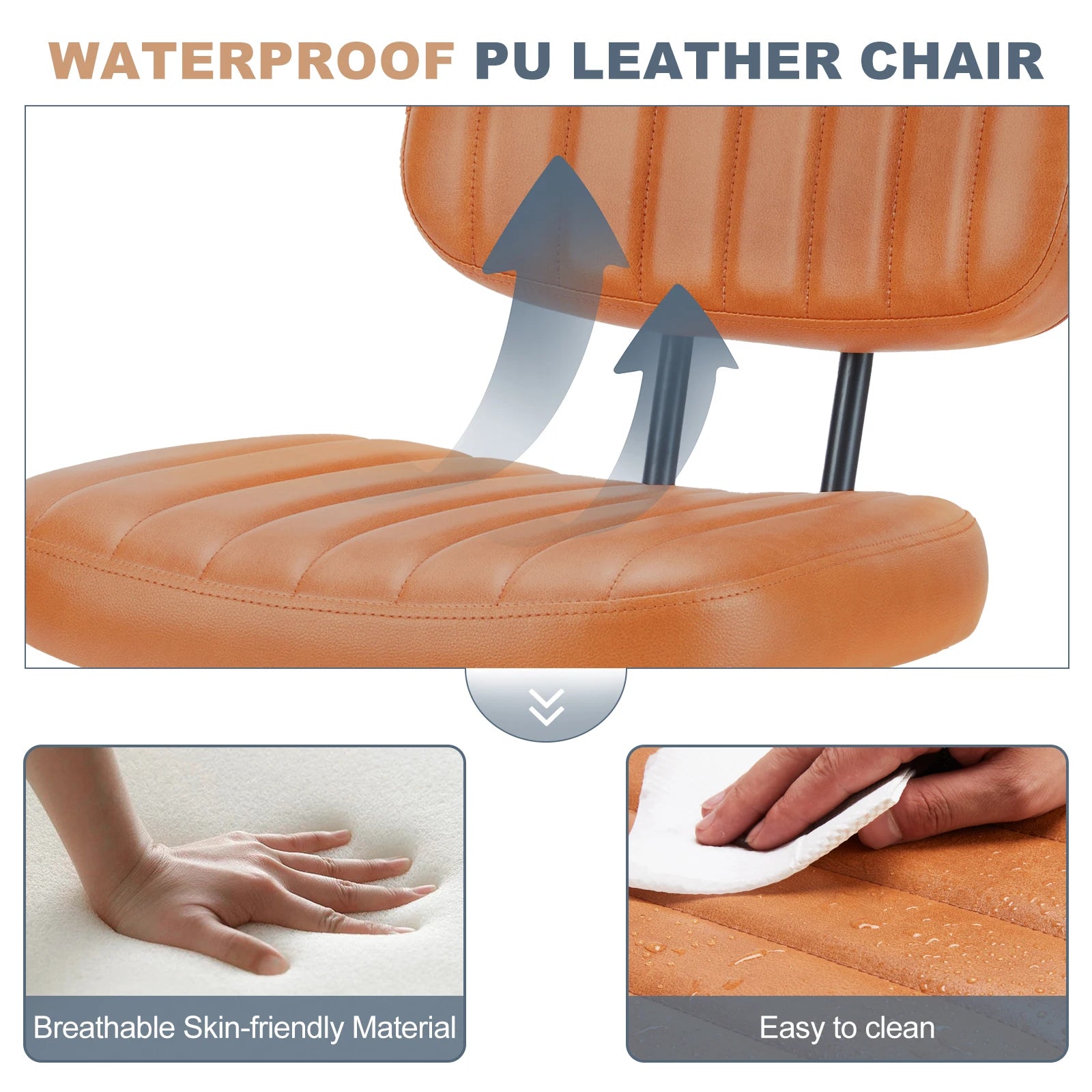 Armless Office Desk Chair with Back Lumbar Support