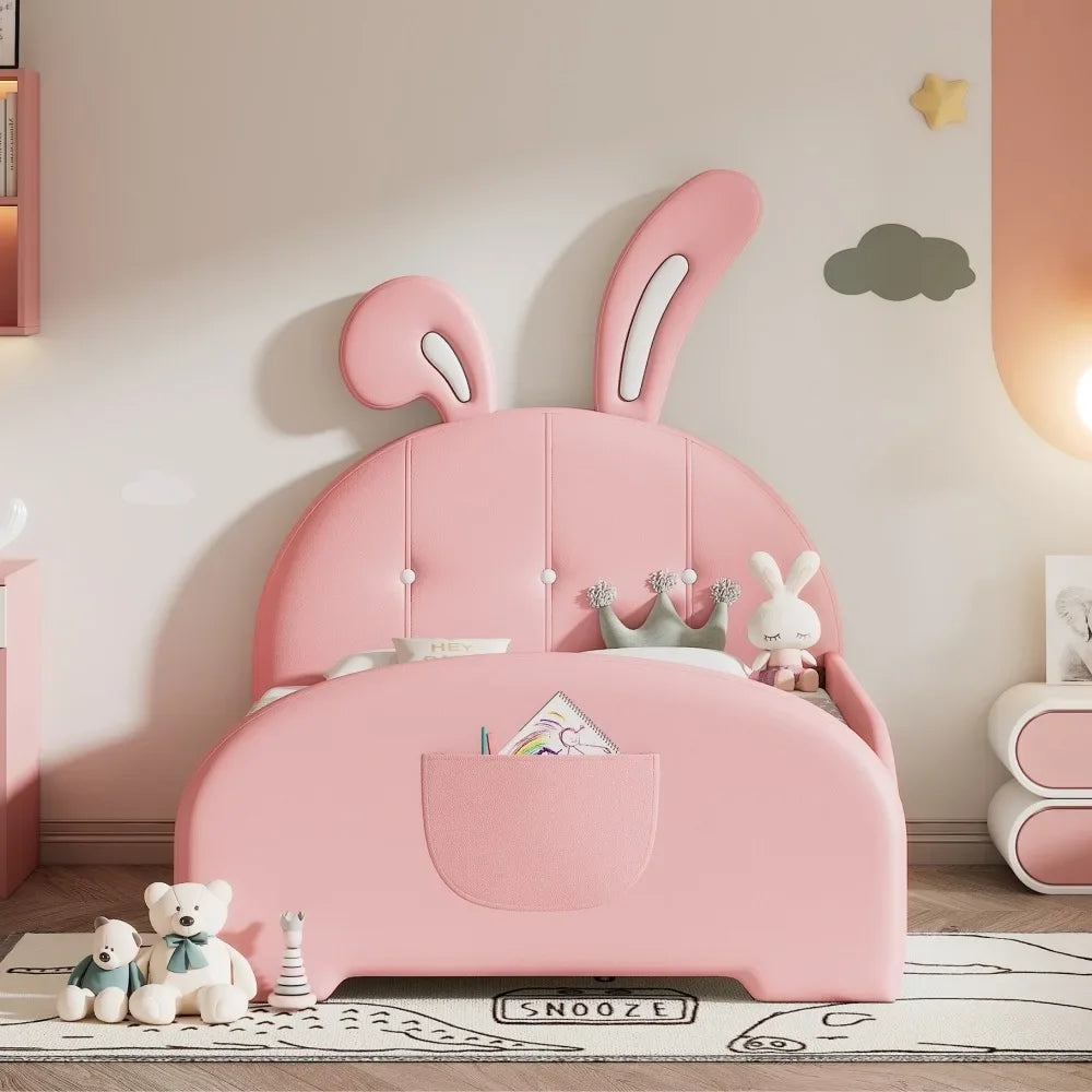 Twin Size Rabbit-Shape Princess Bed Frames with Headboard and Footboard