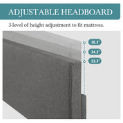 HOOMIC Upholstered Bed Frame with Adjustable Headboard – Sturdy Wooden Platform Bed, Noise-Free Design, Easy Assembly, Modern Bedroom Furniture, Fits Standard Mattress